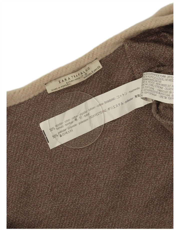 Zara Γυναικείο πουλόβερ ανοιχτό Longline ανοιχτό UK 10 Small Brown
