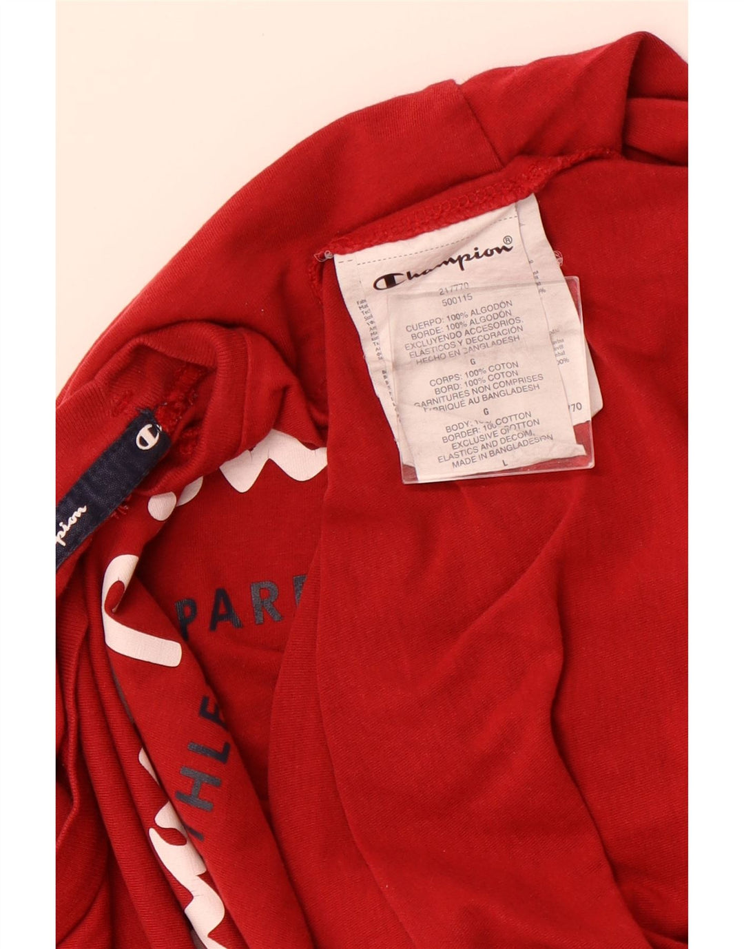 CHAMPION Ανδρικό γραφικό T-Shirt Top μεγάλο κόκκινο βαμβακερό