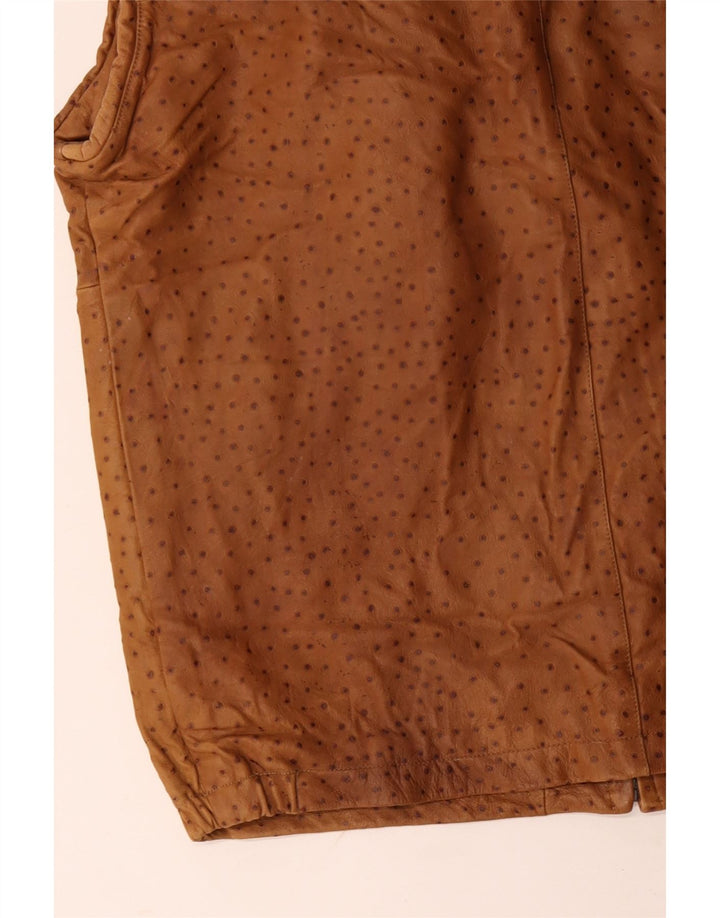 VINTAGE Ανδρικό Δερμάτινο Gilet IT 56 3XL Καφέ με στίγματα