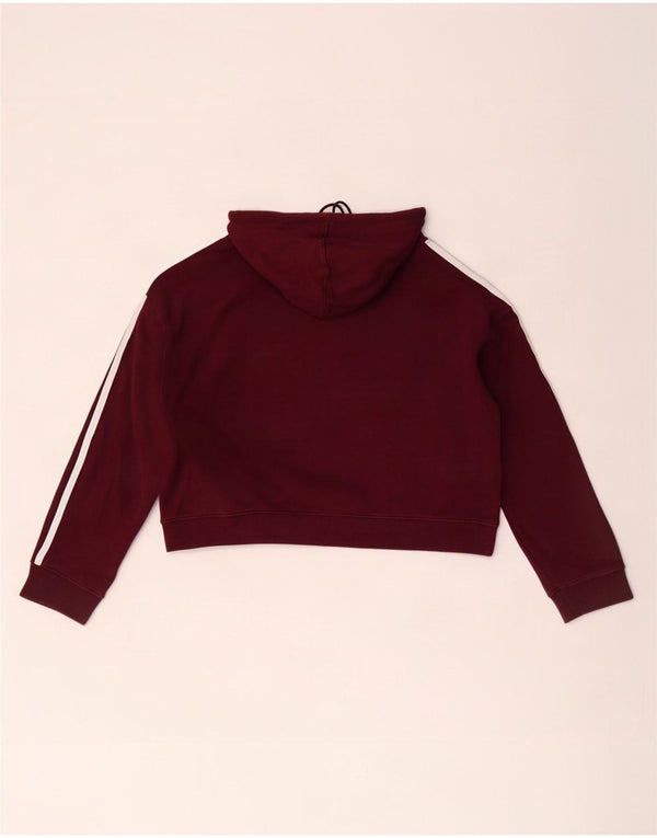 Adidas Γυναικεία Crop Oversized Hoodie Jumper UK 10 Small μπορντό βαμβάκι