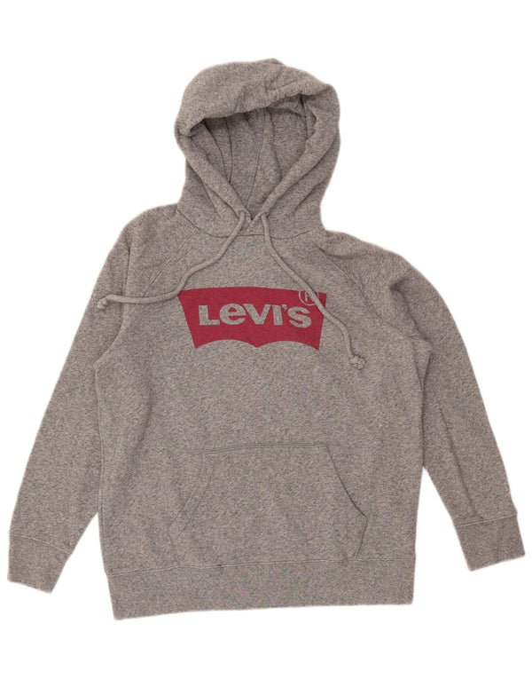 LEVI'S Γυναικεία υπερμεγέθη γραφικά κουκούλα UK 10 Small Grey Flecked