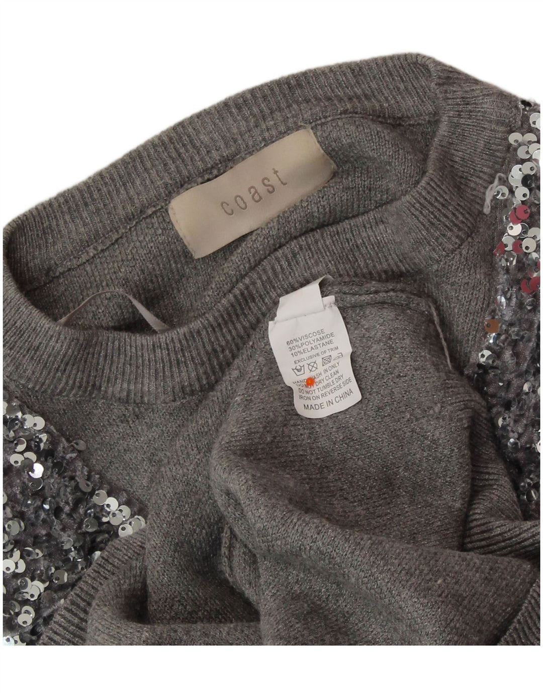 Γυναικείο πουλόβερ COAST Crew Neck Jumper UK 14 Large Grey Viscose