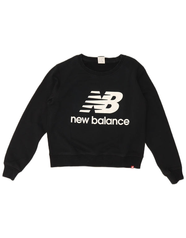 Γυναικείο φούτερ New Balance Graphic Crop Jumper UK 14 Medium Black Cotton