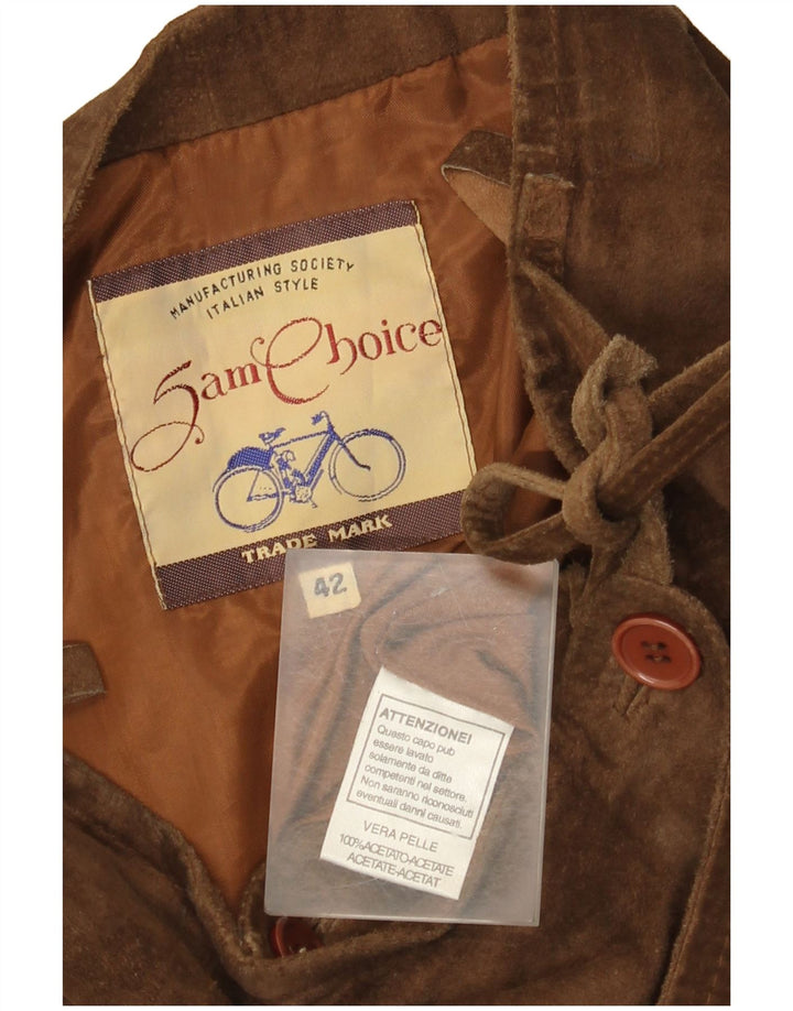 Vintage Γυναικεία Suede Mini Wrap Φούστα IT 42 Medium W26 Καφέ Δερμάτινο