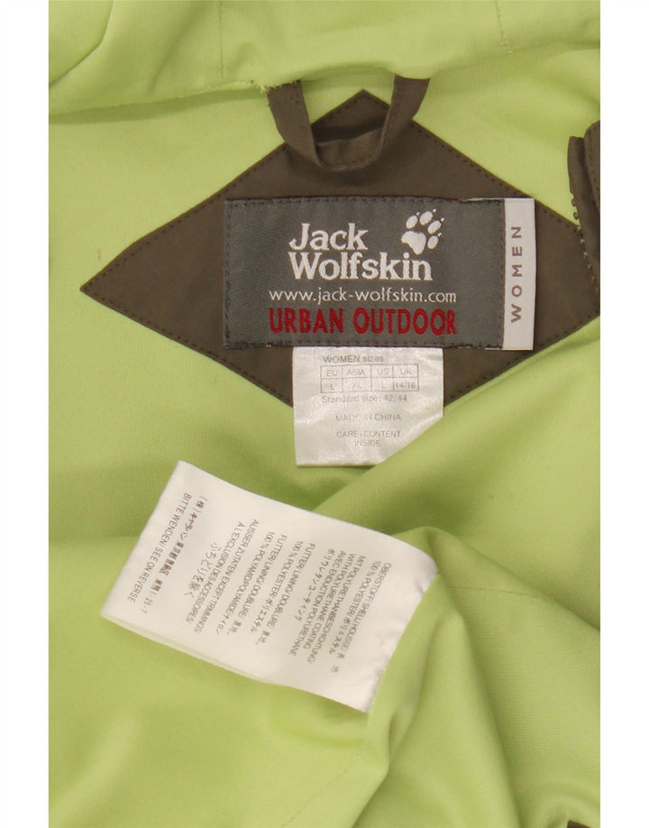 Jack Wolfskin Γυναικείο μπουφάν βροχής με κουκούλα UK 14/16 Μεγάλο χακί πολυεστέρας