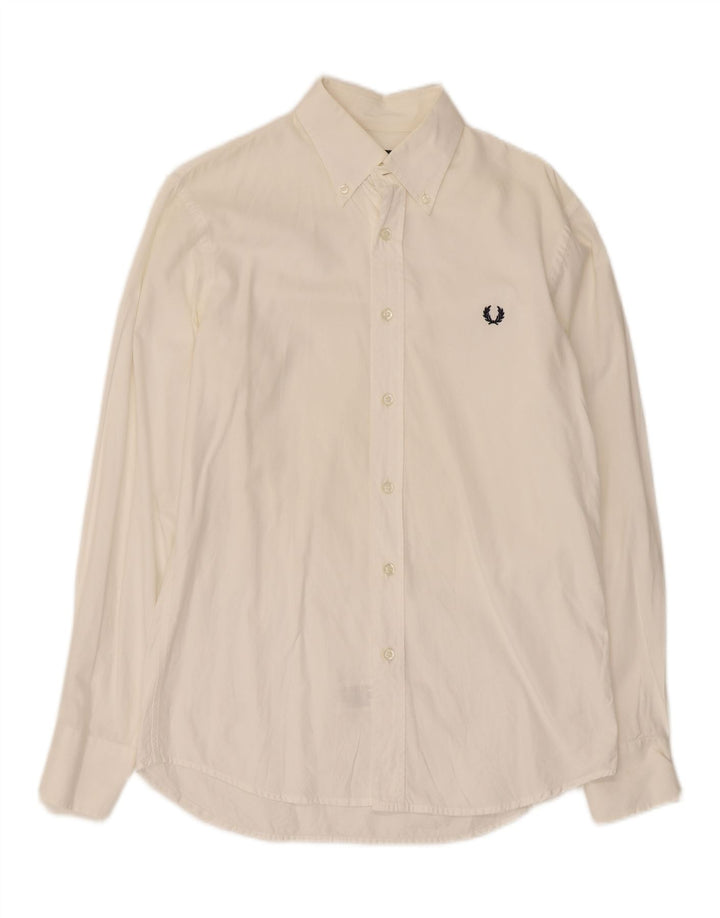 Ανδρικό πουκάμισο Fred Perry Slim Fit, μεσαίο λευκό βαμβακερό