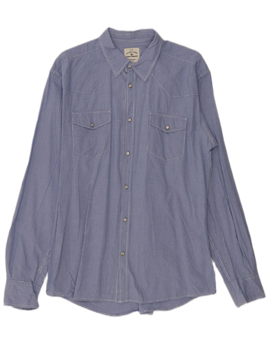 TOM TAILOR Mens Shirt Large Blue Check