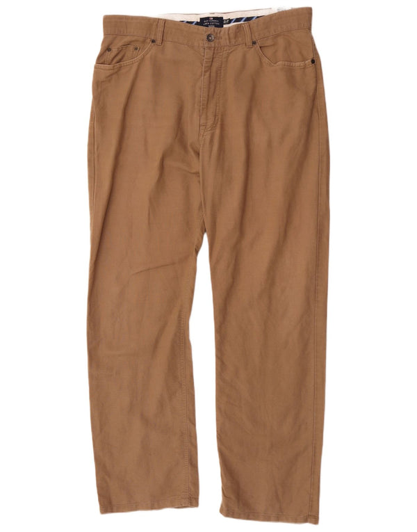 Marks & Spencer Mens Blue Harbour Straight Casual Παντελόνι W36 L31 Καφέ