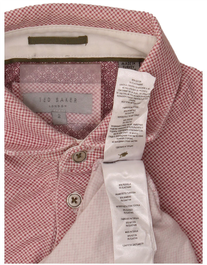 Ανδρικό μπλουζάκι πόλο Ted Baker Νούμερο 2 Μικρό βαμβακερό ροζ με στίγματα