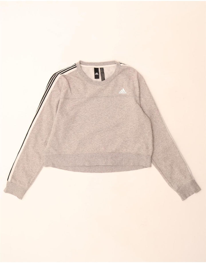 Γυναικείο φούτερ ADIDAS Crop Jumper UK 12/14 Βαμβακερό μεσαίο γκρι