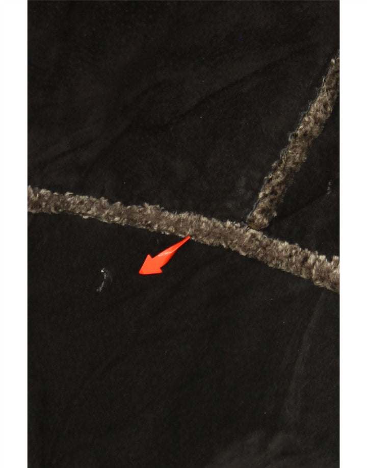 GIORGIO MOBIANI Ανδρικό σουέτ μπουφάν με κουκούλα UK 44 2XL μαύρο δέρμα