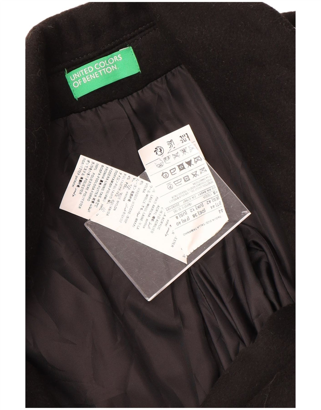 Γυναικείο παλτό Benetton UK 12 Μεσαίου Μαύρου Πολυεστέρα