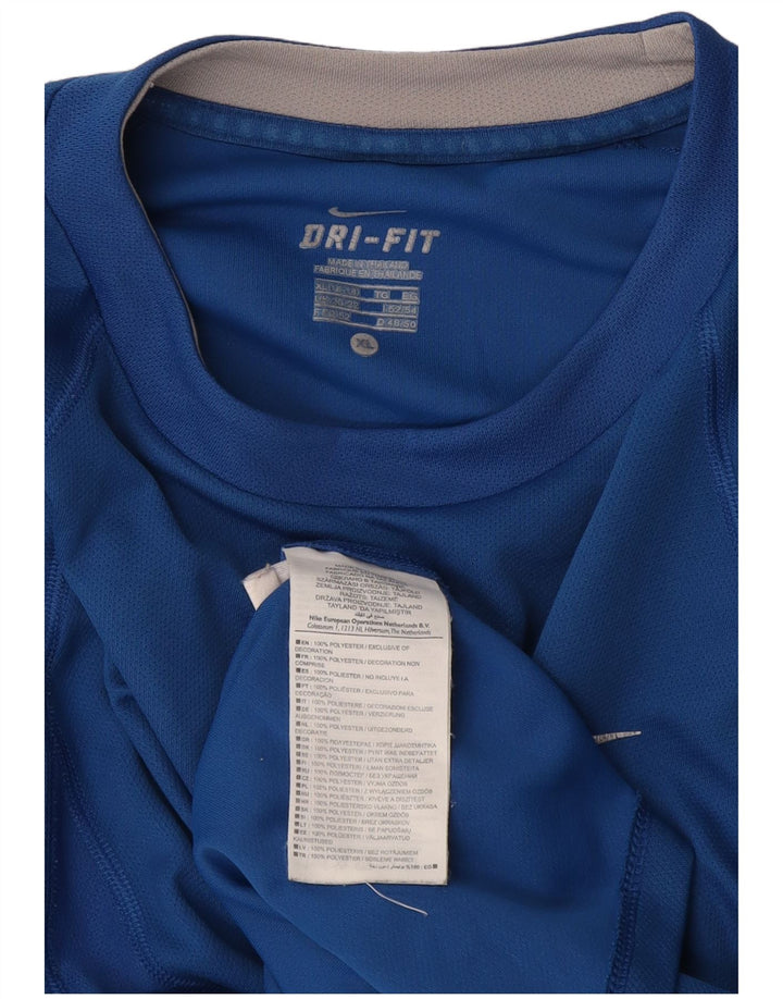 Nike γυναικείο Dri Fit Μακρυμάνικο UK 20/22 XL Μπλε πολυεστέρας