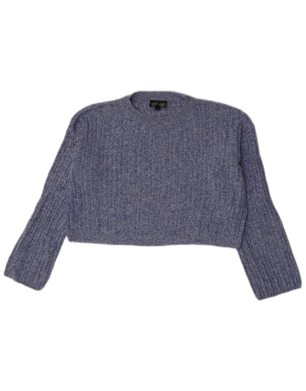 Topshop Γυναικείο πουλόβερ με λαιμόκοψη Crop Crop UK 10 Small Blue Flecked