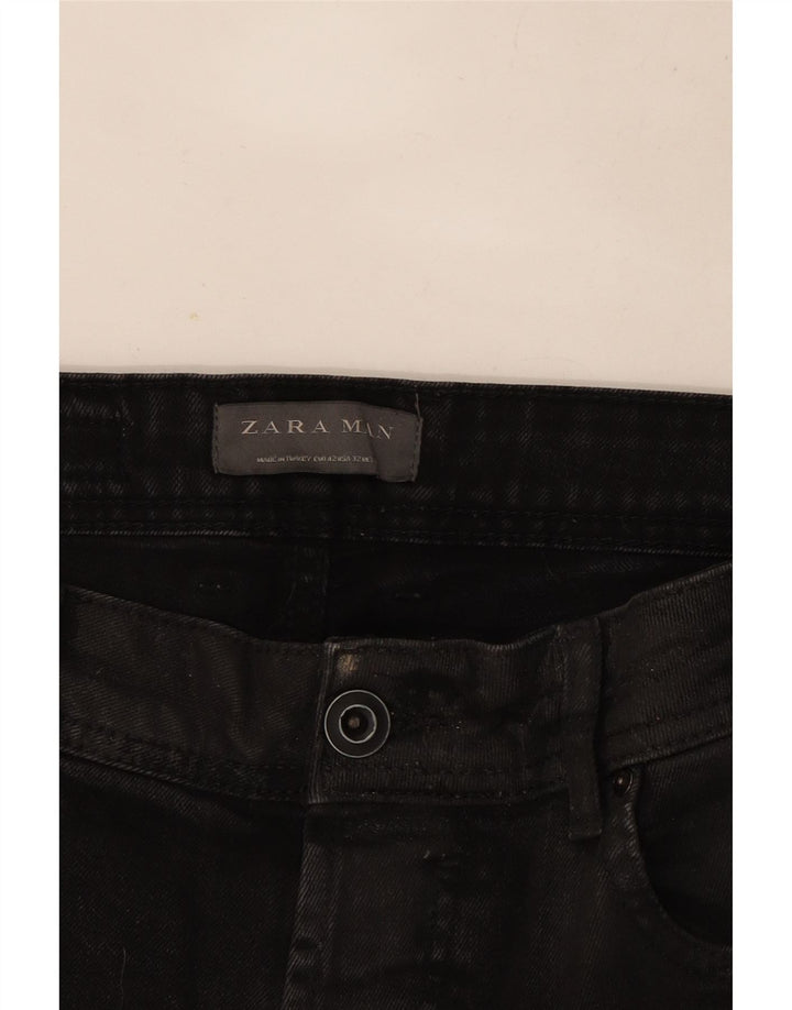 Zara Mens Distressed Slim Jeans EU 42 Large W32 L26 Black