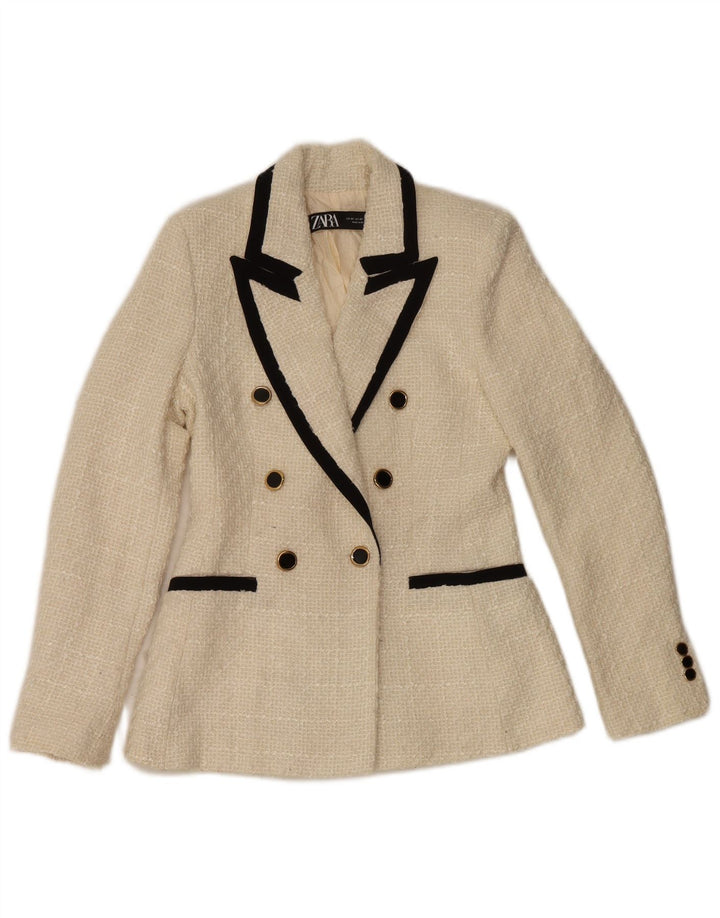 Zara Γυναικείο Μπλέιζερ με διπλό στήθος UK 6 XS Off White Polyester