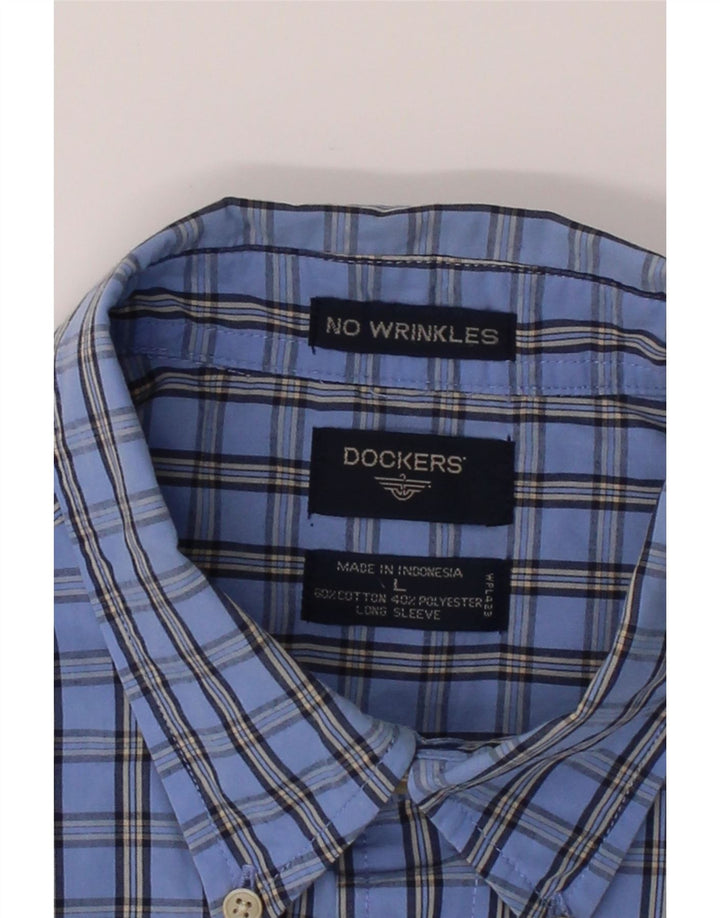 DOCKERS Mens Shirt Large Blue Check Cotton Vintage Dockers and Second-Hand Dockers from Messina Hembry 