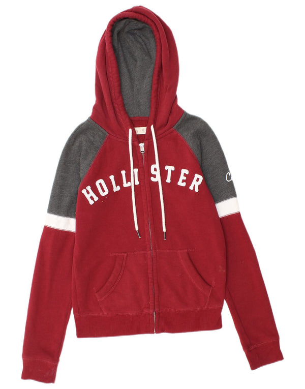 Hollister Γυναικείο πουλόβερ με κουκούλα με φερμουάρ UK 6 XS Κόκκινο βαμβακερό