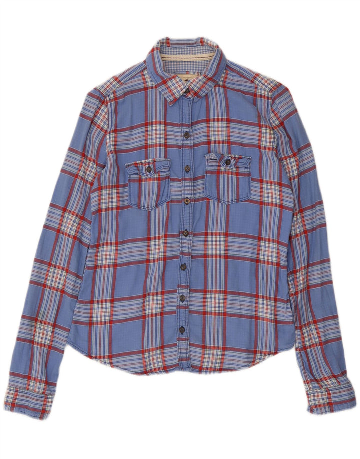 Γυναικείο φανελένιο πουκάμισο HOLLISTER UK 10 Small Blue Check Cotton