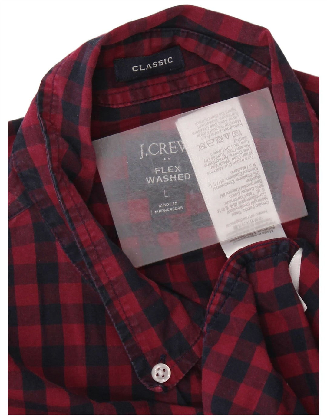 J. CREW Ανδρικό πουκάμισο Classic Fit Large Navy Blue Gingham Cotton