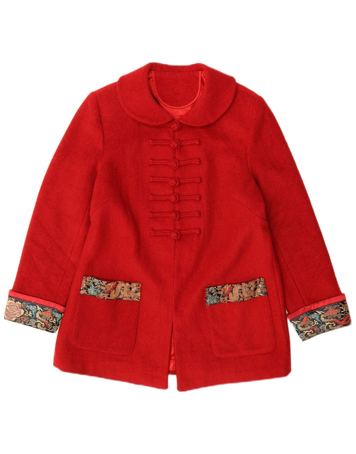 Vintage γυναικείο πανωφόρι UK 14 Medium Red Paisley