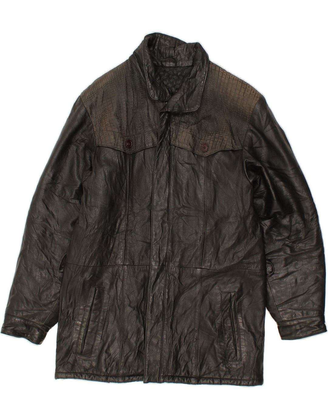 VINTAGE Mens Leather Jacket IT 46 Small Black Vintage Vintage and Second-Hand Vintage from Messina Hembry 