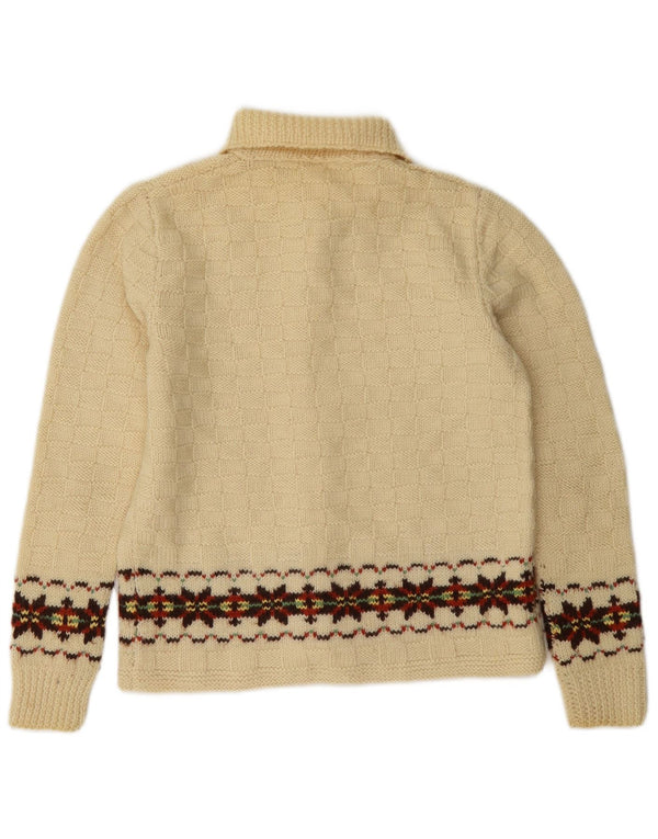 Vintage γυναικεία ζακέτα πουλόβερ UK 10 Small Off White Fair Isle