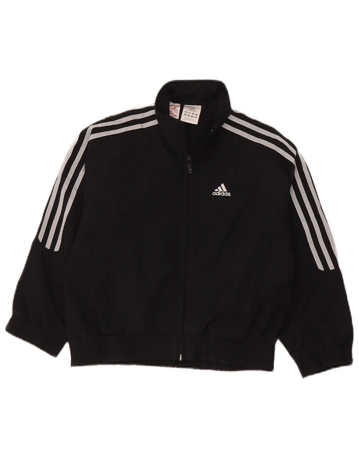 Adidas Boys Tracksuit Top Jacket 8-9 Years Black Polyester
