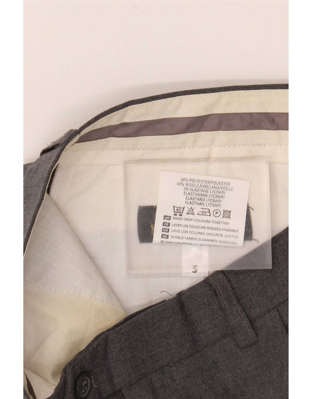 Marks & Spencer Ανδρικό παντελόνι με καρφίτσα W34 L31 Γκρι Πολυεστέρας
