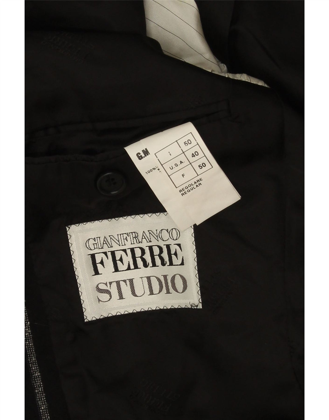 Gianfranco Ferre Ανδρικό σακάκι σακάκι με 3 κουμπιά IT 50 μεγάλο μαύρο ριγέ μαλλί