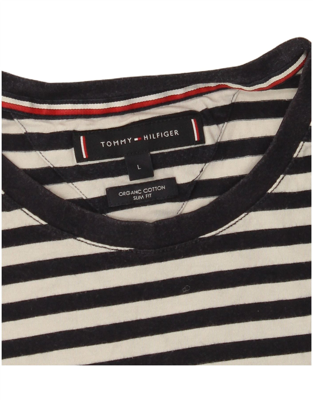 Γυναικείο μπλουζάκι TOMMY HILFIGER Slim Fit Top UK 14 μεγάλο μαύρο ριγέ