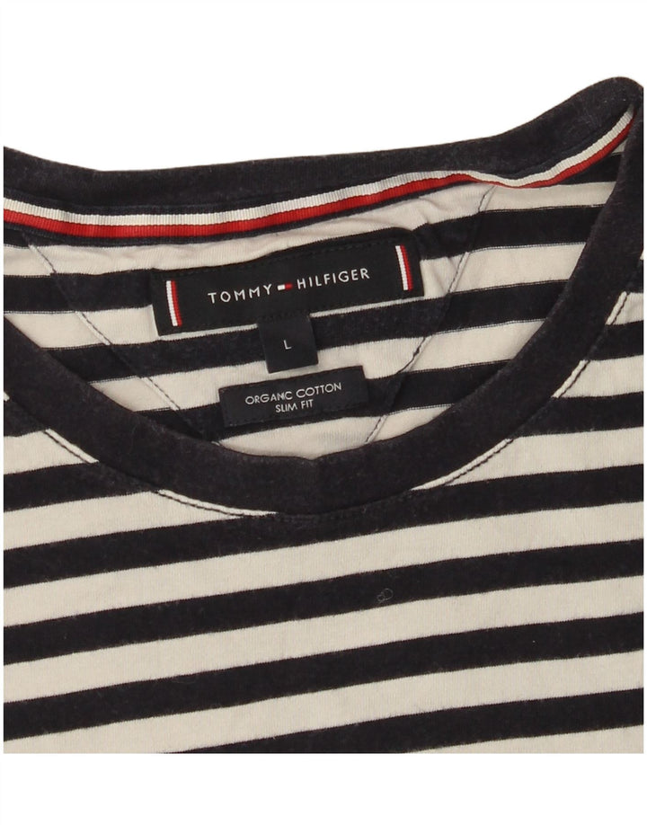Γυναικείο μπλουζάκι TOMMY HILFIGER Slim Fit Top UK 14 μεγάλο μαύρο ριγέ