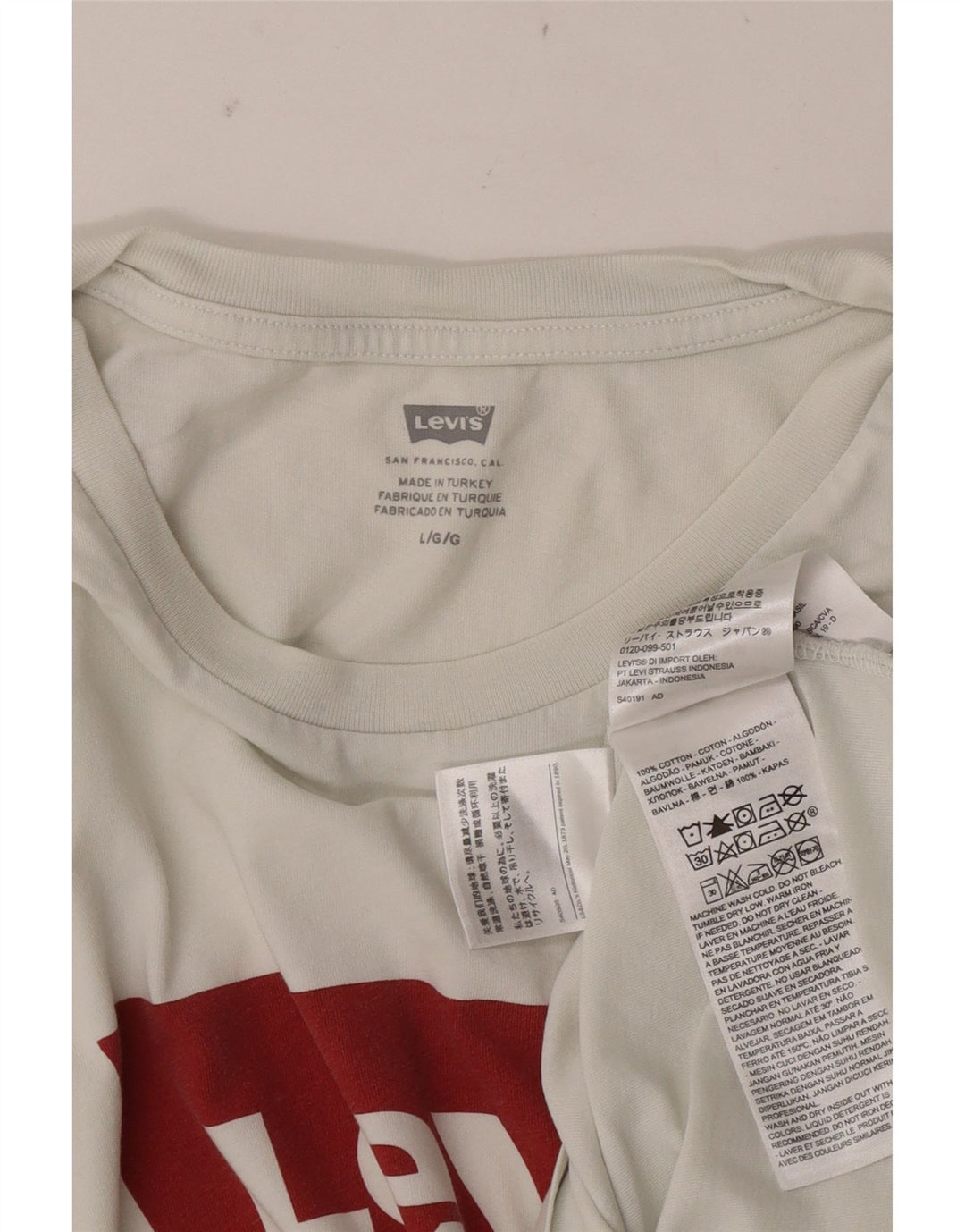 Ανδρικό γραφικό T-Shirt Levi's Top μεγάλο λευκό βαμβακερό
