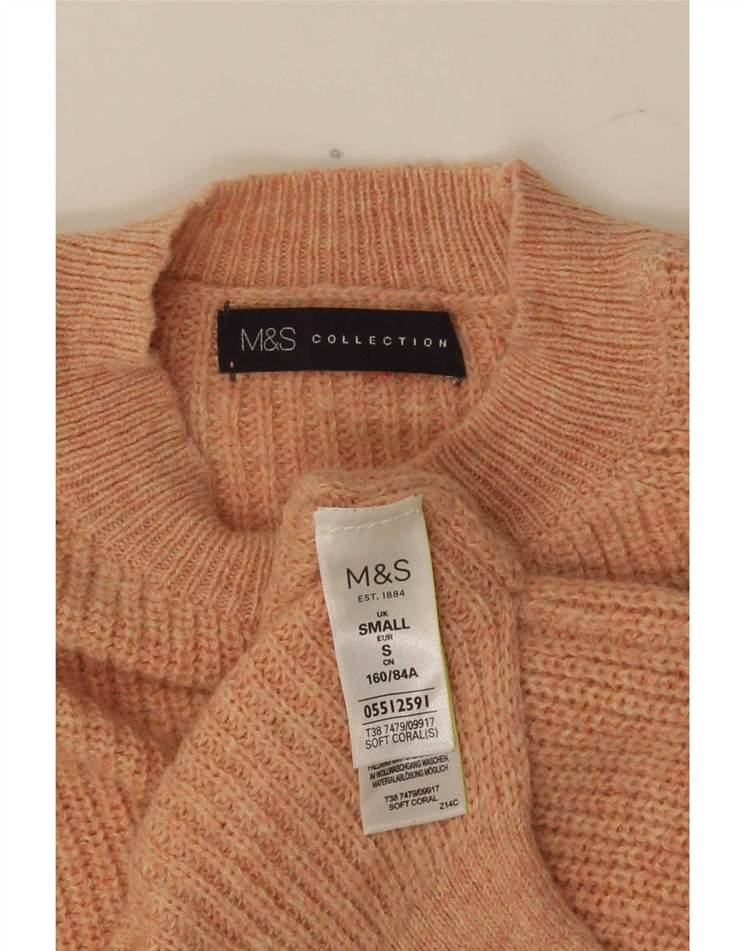 Marks & Spencer Γυναικείο πουλόβερ με λαιμόκοψη μεγάλου μεγέθους UK 10 Small Pink