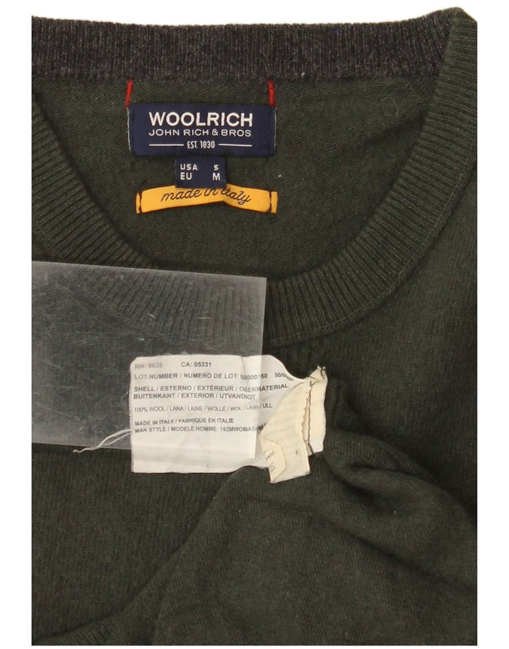 Γυναικείο πουλόβερ με λαιμόκοψη WOOLRICH UK 14 Medium Khaki Wool