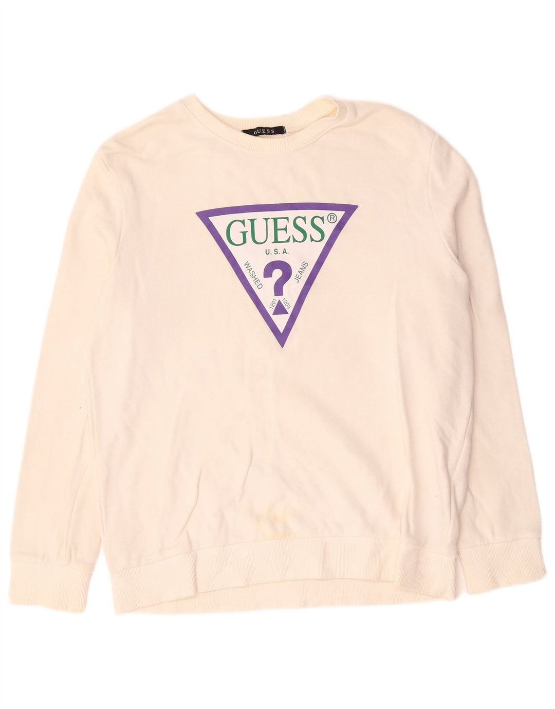 Γυναικείο γραφικό φούτερ Guess Jumper UK 14 Medium Off White Βαμβακερό