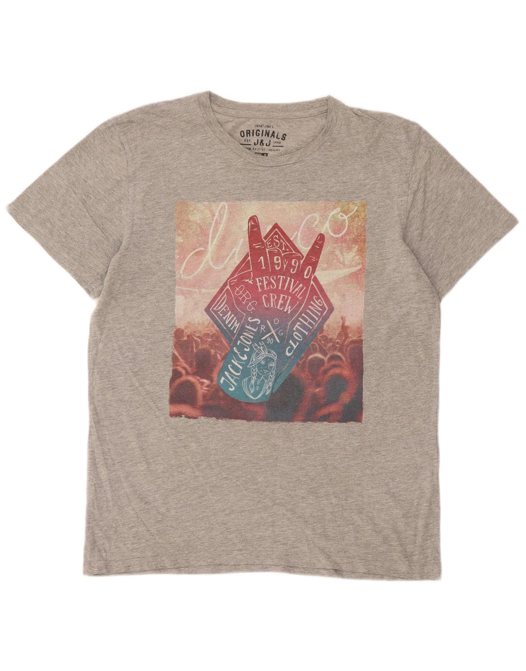 Ανδρικό γραφικό μπλουζάκι Jack & Jones Top Medium Grey