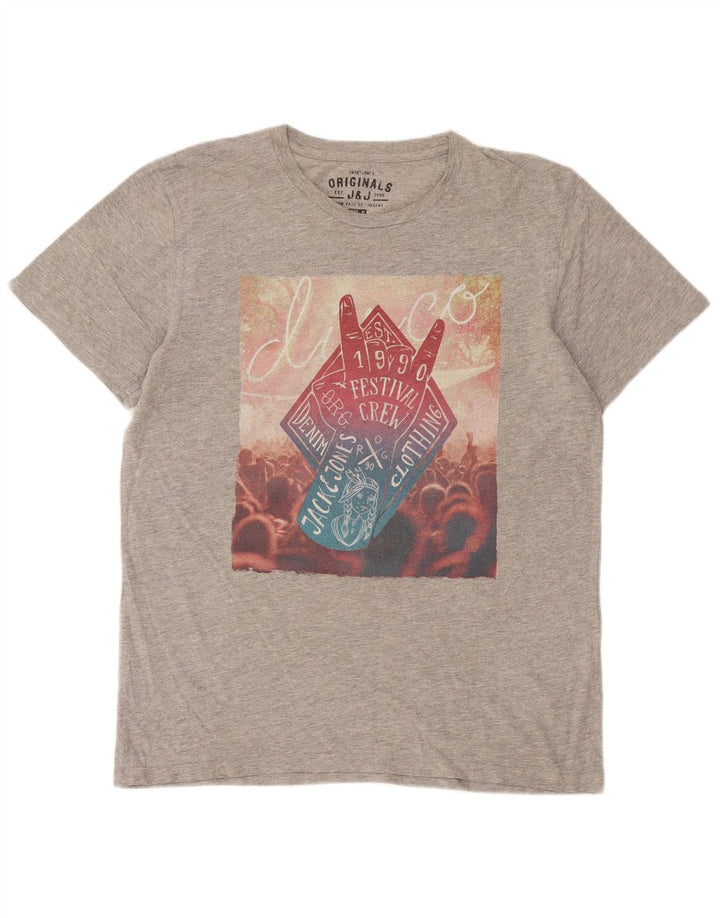 Ανδρικό γραφικό μπλουζάκι Jack & Jones Top Medium Grey