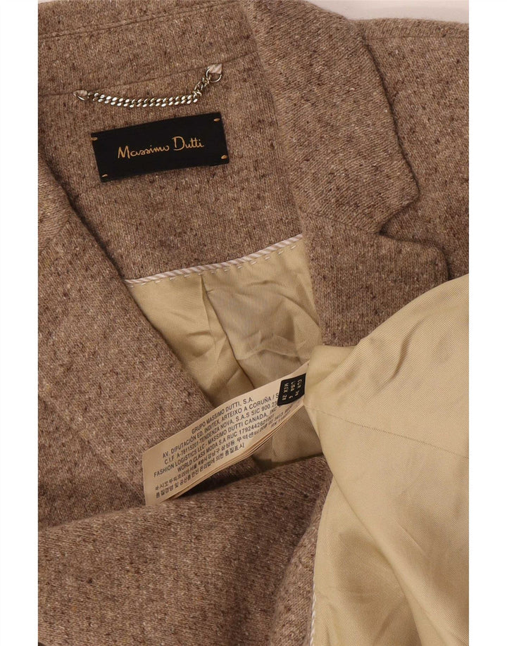 Massimo Dutti Γυναικείο σακάκι μπλέιζερ με 2 κουμπιά EU 38 Μαλλί με λεπτές λυγίδες σε μπεζ