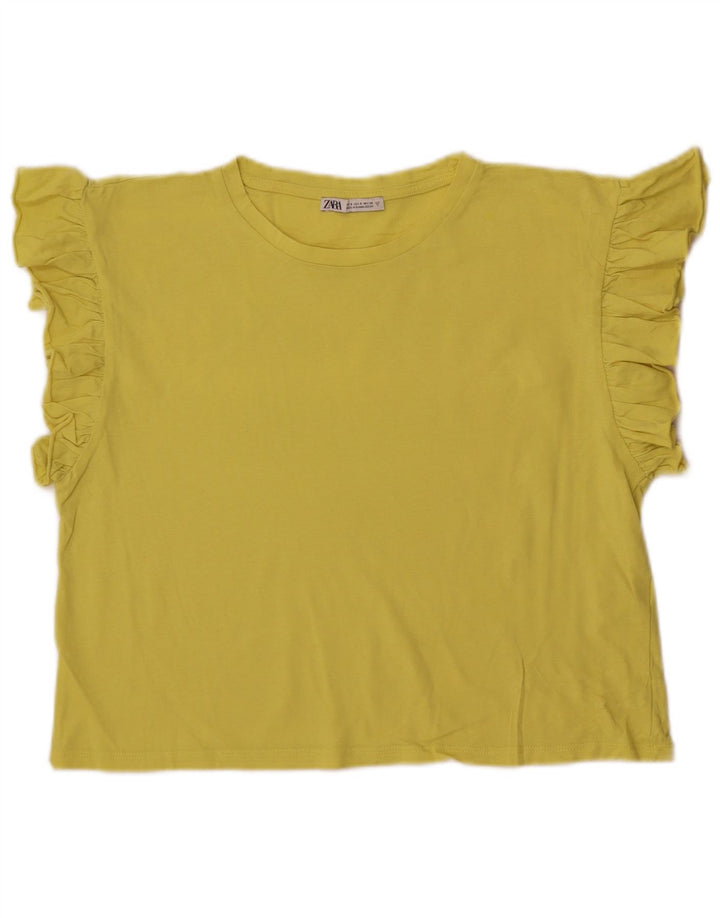 Zara Γυναικεία Μπλούζα Crop Top UK 10 Small Yellow