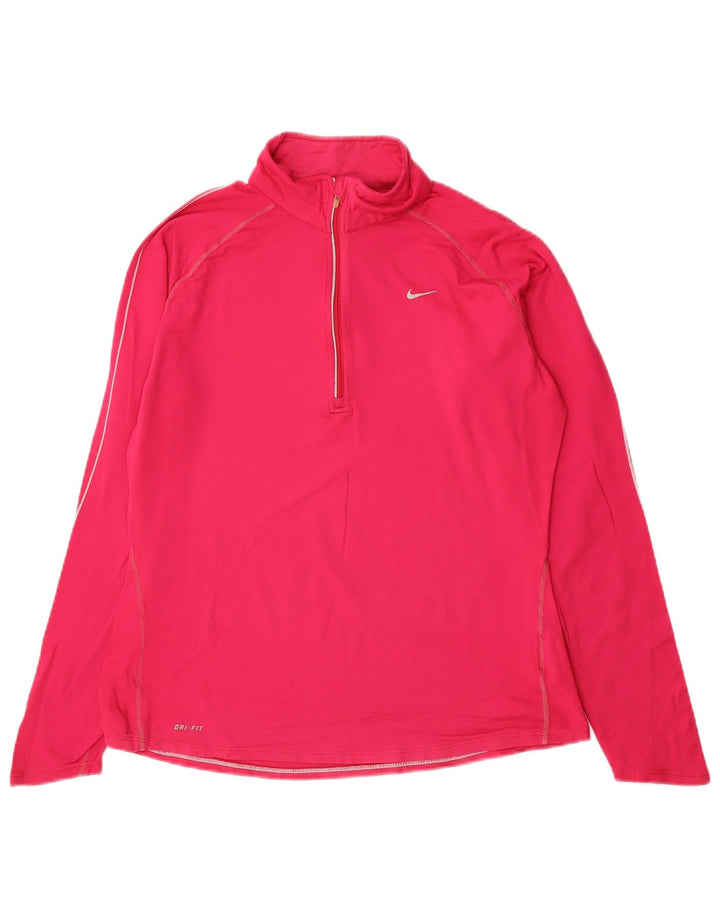 Γυναικεία φόρμα πουλόβερ με φερμουάρ Nike Dri Fit Top UK 16 Large Pink Nylon