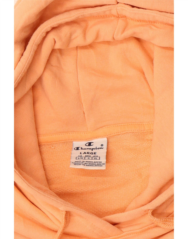 Champion Womens Crop Graphic Oversized Hoodie Jumper UK 16 Large Orange
