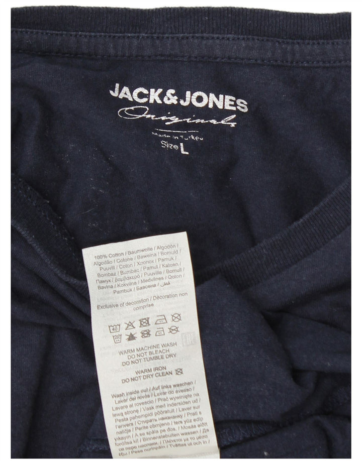 Jack & Jones Ανδρικό γραφικό μπλουζάκι μακρυμάνικο μεγάλο γαλάζιο βαμβακερό