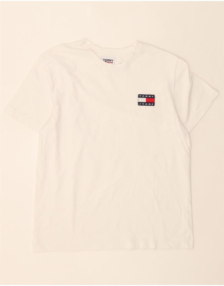 TOMMY HILFIGER Mens Graphic T-Shirt Top Large White Vintage Tommy Hilfiger and Second-Hand Tommy Hilfiger from Messina Hembry 