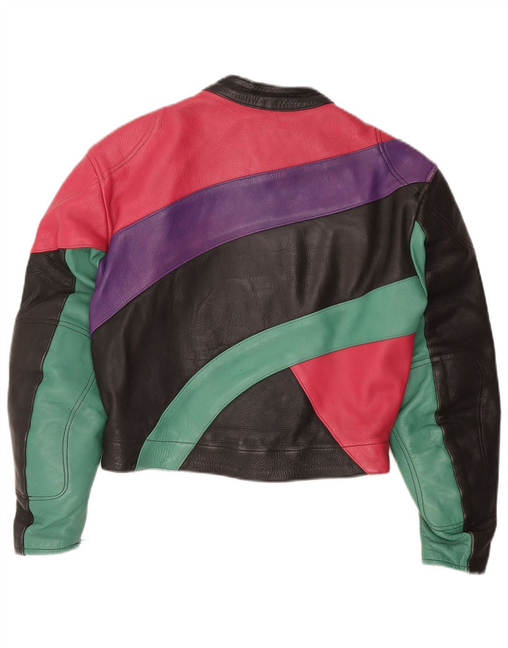 ROLEFF Γυναικείο Crop Jacket UK 14 Large Black Colourblock Δερμάτινη μοτοσυκλέτα