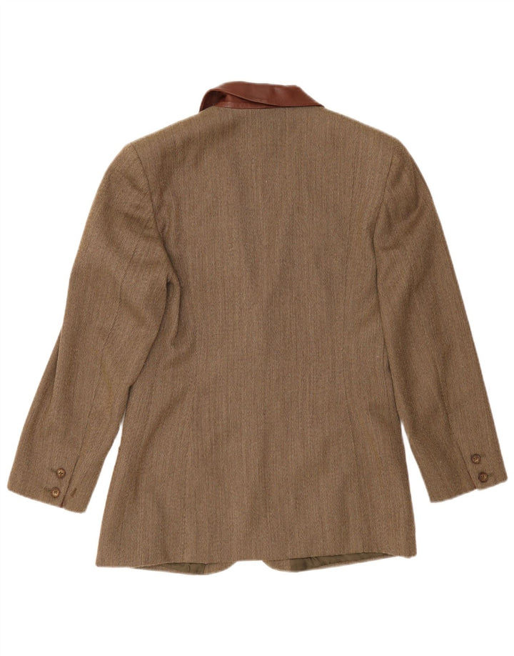 Vintage γυναικείο σακάκι με 2 κουμπιά σακάκι UK 14 Medium Khaki Ψαροκόκκαλο