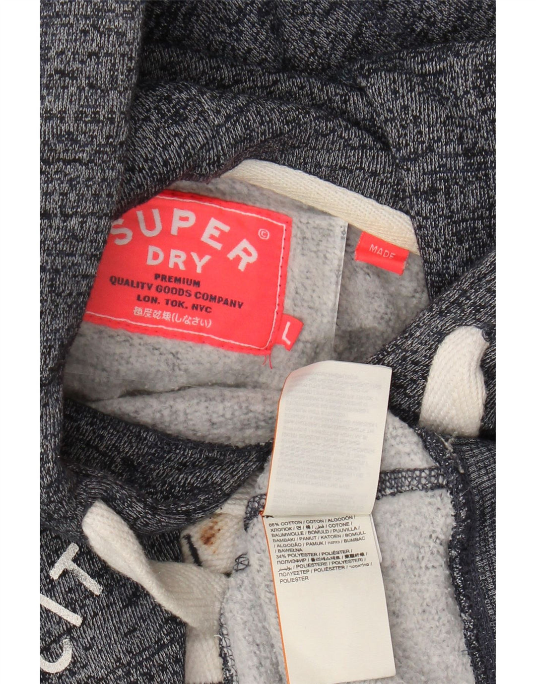 SUPERDRY Γυναικείο Μπρονξ με γραφικά κουκούλα UK 16 Large Grey Flecked