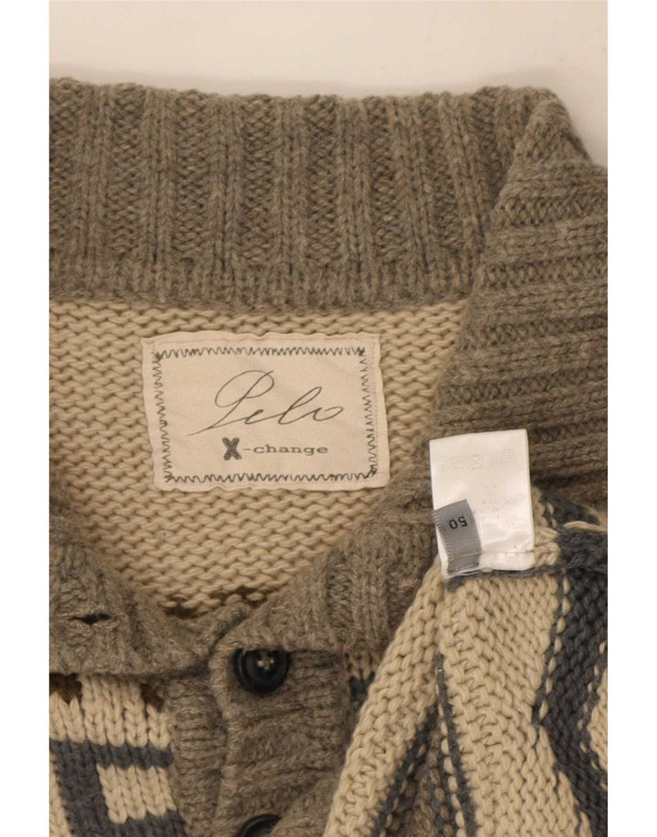 Vintage ανδρικό πουλόβερ με κουμπιά IT 50 Medium Grey Fair Isle