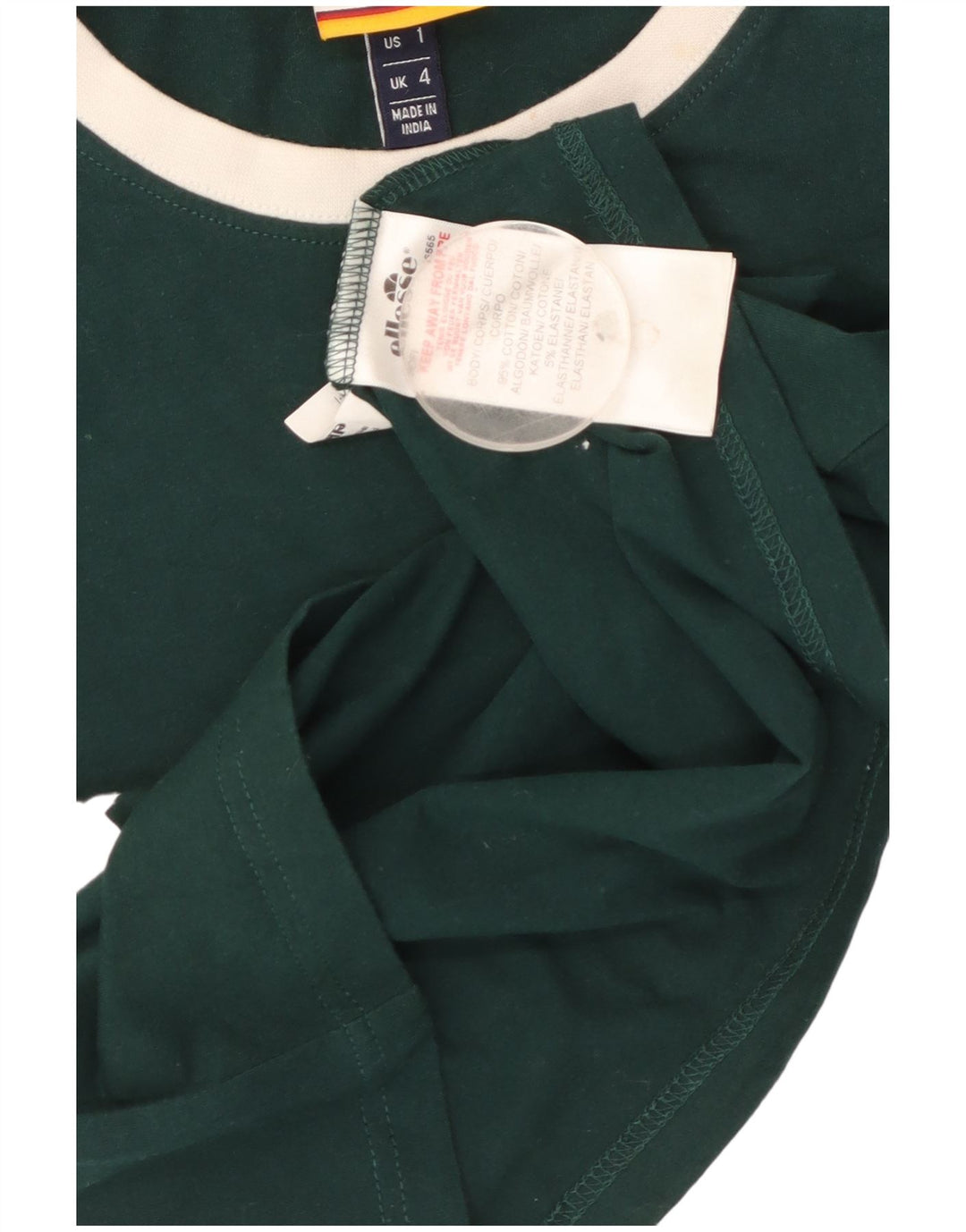 ELLESSE Γυναικείο Crop Graphic T-Shirt Top UK 4 XS Πράσινο βαμβακερό