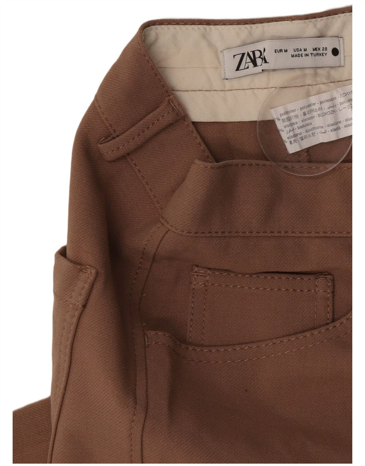 Zara Γυναικείο φαρδύ παντελόνι Casual Medium W28 L30 Καφέ Πολυεστέρας